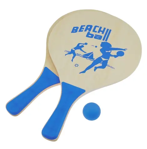 Sportteam Plážový tenis set modrý / 2× raketa / loptička / MDF