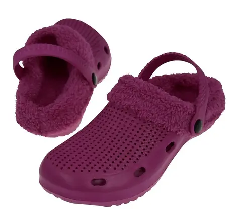 Rulyt LAGO FUR veľ. 42 bordová / Obuv s kožúškom / unisex / papuče aj sandále / odopínací kožúšok