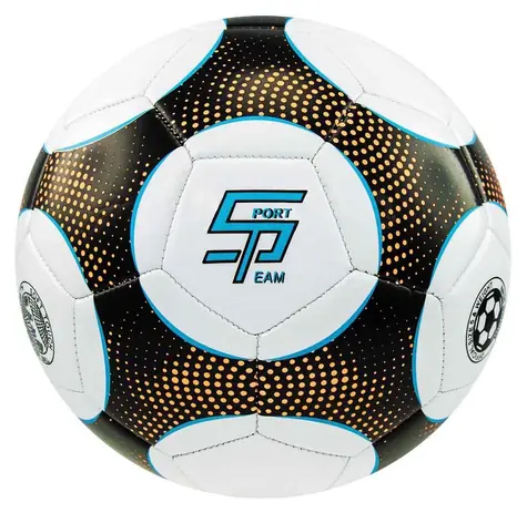 Sportteam Futbalová lopta S2 čierno-oranžová / Veľ. 5 / PVC trojvrstvový / Strojovo šitý