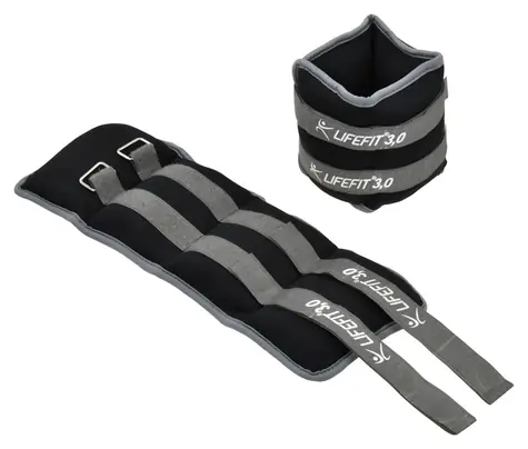 Lifefit Členok / zápästie S2 2x3,0 kg čierna / Neoprénová záťaž / suchý zips / neoprén