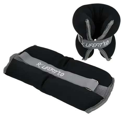 Lifefit S2 2x1,0kg čierna / Neoprénová záťaž / Členok a zápästie / Pár / Suchý zips