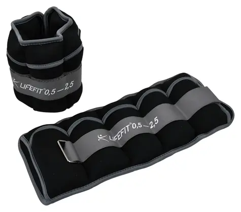 Lifefit Členok-zápästie S2 2x0,5-2,5 kg čierna / Neoprénová záťaž / nastaviteľná / suchý zips / pár