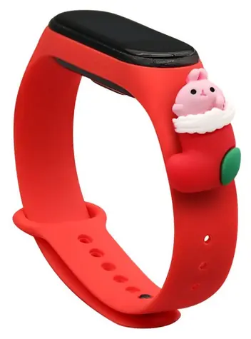 Hurtel Vianočný remienok s ponožkou pre XIAOMI Mi Band 3 a 4 červená / Remienok / Silikónový / Vianočný motív