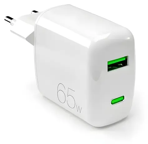 Puro MiniPro biela / Cestovný adaptér / GaN / USB-C / USB-A / 65 W