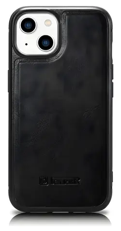 iCarer Leather Oil Wax čierna / Puzdro / Prírodná koža / Apple iPhone 14 PLUS