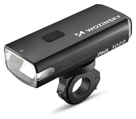 Wozinsky predné svetlo na bicykel čierna / Cyklistické svetlo / 3000 lm / USB-C nabíjací kábel