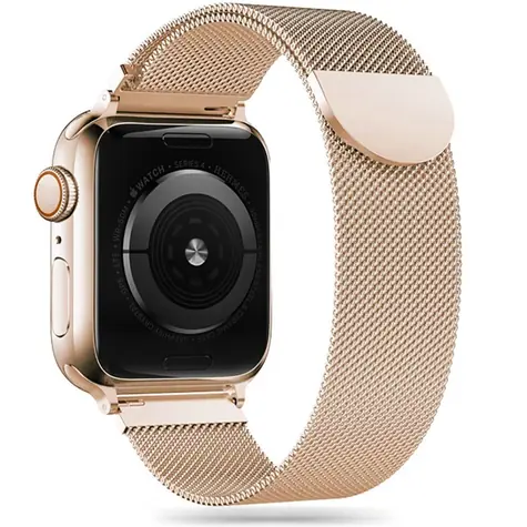 Tech-Protect MilaneseBand zlatá / Remienok milánsky ťah / pre Apple Watch Series 4-9, SE, Ultra 1 a 2 / 42/44/45/49 mm