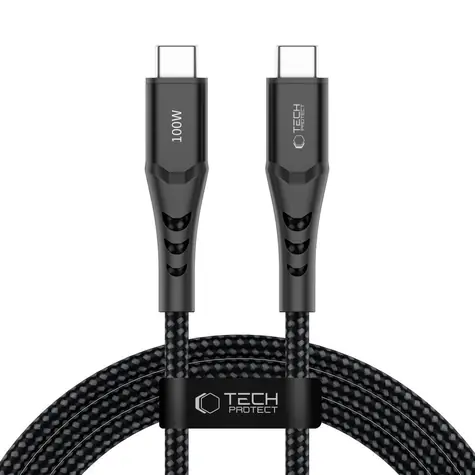 Tech-Protect Ultraboost UB11T čierna / Nabíjací kábel / USB-C - USB-C / PD 100W / QC3.0 / 2 m
