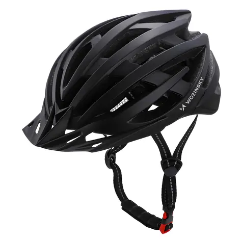 Wozinsky MTB čierna M / Cyklistická prilba / odnímateľný kozírok / zadné USB svetlo