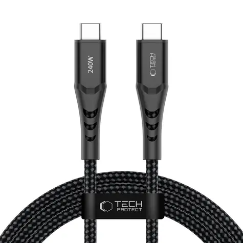 Tech-Protect Ultraboost UB11T čierna / Nabíjací kábel / USB-C - USB-C / PD 240W / QC3.0 / 200 cm