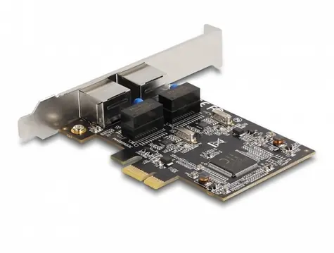 DeLock PCI Express x1 / Sieťová karta / 2x Gigabit LAN RJ-45 / Realtek RTL8111H / pre IP kamery