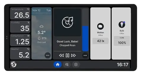Shelly Wall Display X2 biela / Nástenný displej / WiFi, Bluetooth / 6,95" dotykový / relé 5A