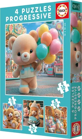 Educa Puzzle Medvedík 4v1 / (12 & 16 & 20 & 25 dielikov) / 16 x 16 cm