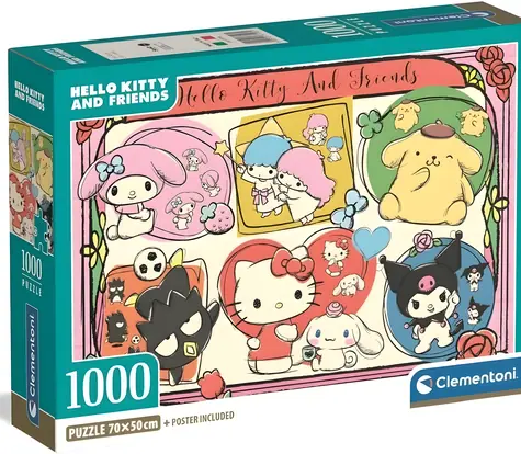 Clementoni Puzzle Hello Kitty a priatelia: Roztomilá koláž / 1000 dielikov / od 14 rokov