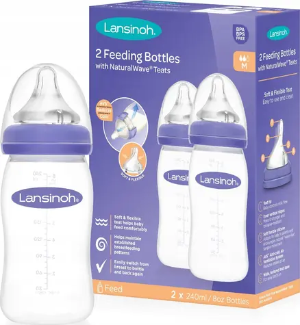 Lansinoh Dojčenská fľaša NaturalWave 240 ml / Dojčenská fľaša / 2 ks