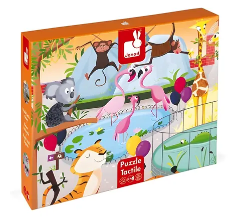 JANOD Hmatové puzzle Deň v ZOO / 20 dielikov / 65 x 50 cm