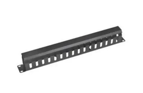 OEM Vyväzovací panel 19" 1U čierny / Vyväzovací panel / kov / priechodná / hĺbka 65 mm