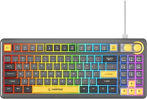 Rampage Cyclone Knob čierna / Herná klávesnica / drôtová / membránová / RGB podsvietenie / 90% layout