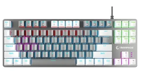 Rampage Snug bielo-šedá / Herná klávesnica / mechanická / KRGD Blue / RGB / drôtová