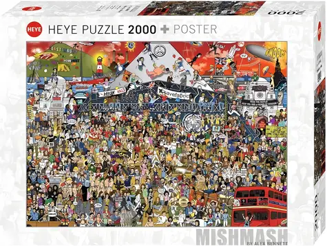 HEYE Puzzle História britskej hudby / 2000 dielikov / 96 x 68 cm