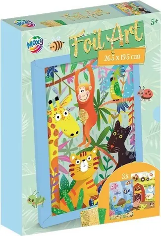 MOXY Kreatívna sada Foil Art Zvieratá / Kreatívna sada / metalické fólie / 3 obrázky