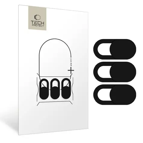 Tech-Protect Cam Fit+ čierna / Ochranný kryt kamery notebooku / 3 ks