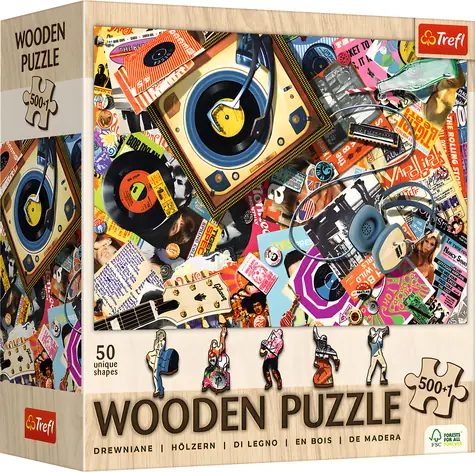 Trefl Drevené puzzle Vo svete hudby / 501 dielikov / 37,5 x 25,4 cm