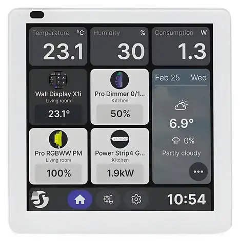Shelly Wall Display X1i strieborný / Dotykový nástenný panel s relé / WiFi / Bluetooth