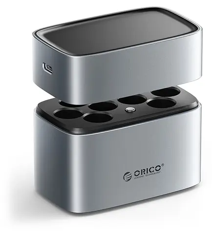 Orico EV8 strieborná / Nabíjačka batérií / AA lítiové batérie / úložný box
