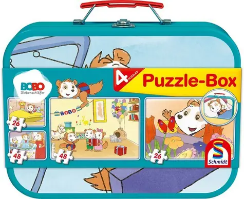 Schmidt Puzzle Bobo Plch 4v1 / 26+26+48+48 dielikov / plechová krabička