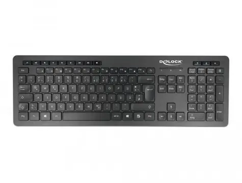 DeLock čierna / Klávesnica / Bezdrôtová 2,4 GHz / QWERTZ / DE / Tichá