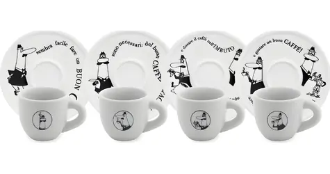 Bialetti Carousel / Set hrnčekov na espresso s tanierikom / 4 ks