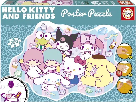 Educa Poster puzzle Hello Kitty a priatelia / 250 dielikov / 100 x 70 cm