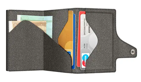 TRU VIRTU Click & Slide Recycled PET sivá/čierna / Peňaženka / RFID ochrana / až 12 kariet