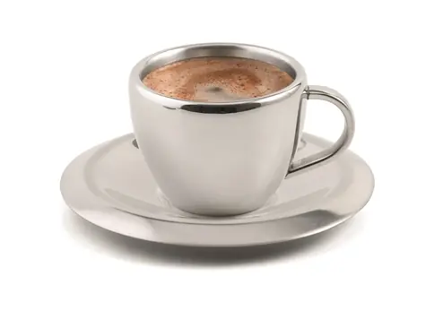 Weis Hrnček na espresso s tanierikom / Hrnček na espresso / dvojplášťová nerezová oceľ / 55 ml