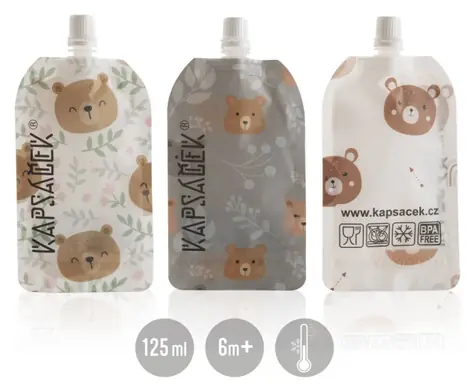 Vrecko Plniteľné vrecko na jedlo 3 ks / Vrecko na kŕmenie / znovu plniteľné / 125 ml