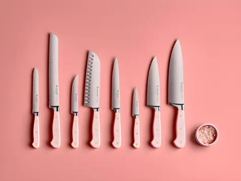 Wüsthof CLASSIC COLOUR Pink Himalayan Salt / Nôž santoku / Duté výbrusy / 17 cm / Chróm-molybdén-vanádiová oceľ