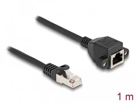 DeLock Predlžovací kábel RJ-50 (M)-RJ-50 (F) 1 m čierna / Predlžovací kábel / S/FTP / 26 AWG