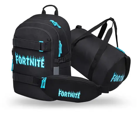 BAAGL SET 3 Skate Fortnite Blue / Školský set / batoh, športová taška, ľadvinka / GRS