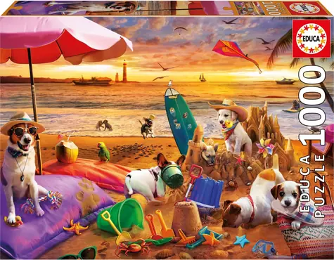 Educa Puzzle Psy na pláži / 1000 dielikov