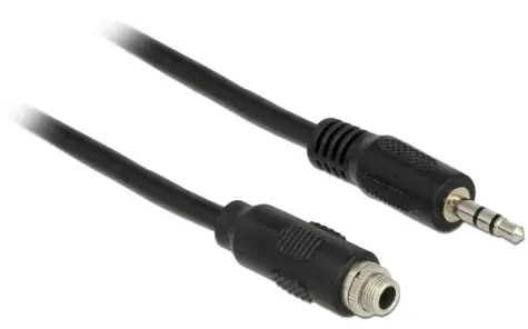 DeLock kábel Jack 3,5 mm zásuvka panelová - Jack 3,5 mm zástrčka / Audio kábel / 3pin / 1 m / čierny