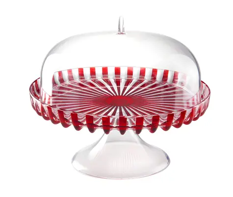 Guzzini Dolce VITA červená / Stojan na tortu s poklopom / 31 cm / bioplast