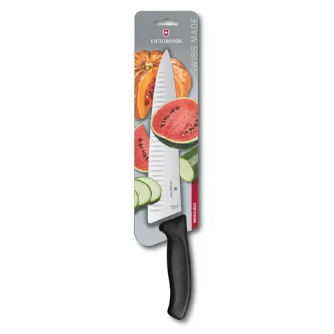 VICTORINOX Kuchársky nôž Swiss Classic čierna / Čepeľ 25 cm / Hladká / S výbrusom / Blister