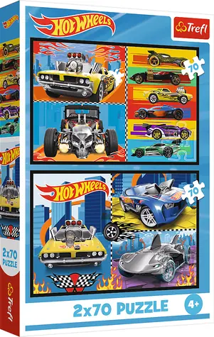 Trefl Puzzle Hot Wheels: Autíčka / 2x70 dielikov / 27,5 x 18 cm / od 4 rokov