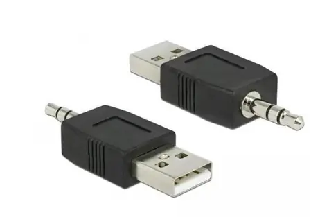DeLock adaptér USB-A samec - Jack 3,5 mm samec pre iPod Shuffle / Adaptér / čierny