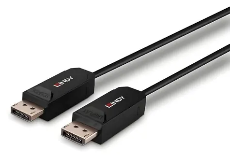 Lindy Fibre Optic Hybrid DisplayPort 2.0 UHBR10 čierna / DisplayPort kábel / 50 m / 8K 60Hz / 24 Gbit / s
