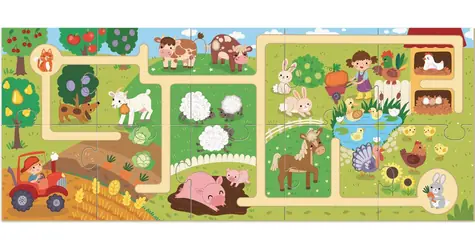 DODO Puzzle-labyrint Cesta farmou / 10 dielikov / 54 x 22 cm