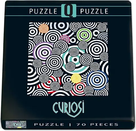 CURIOSI Štvorcové puzzle Q Shake: Vzor V / 70 dielikov / Štvorcové dieliky / 12,5 × 12,5 cm