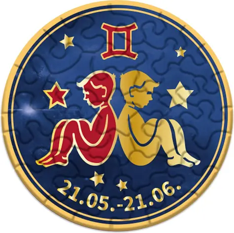 CURIOSI Okrúhle puzzle Zverokruh: Blíženci / 33 dielikov / priemer 9 cm
