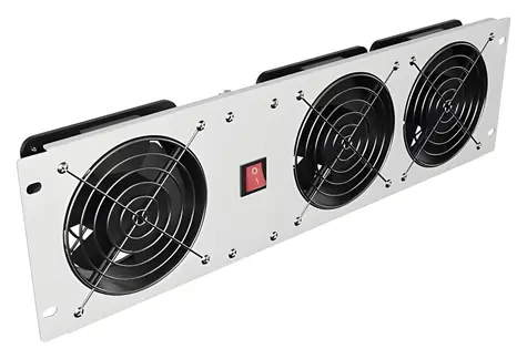 Lanberg Ventilačný panel 19" sivý / Ventilačný panel do racku / 3U / 3x ventilátor / 230V